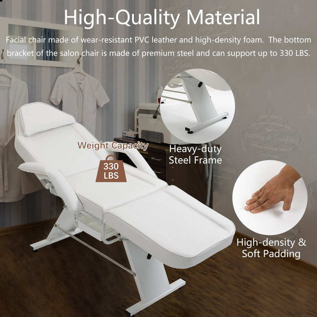 Massage Salon Tattoo Chair with Two Trays and Hydraulic Stool