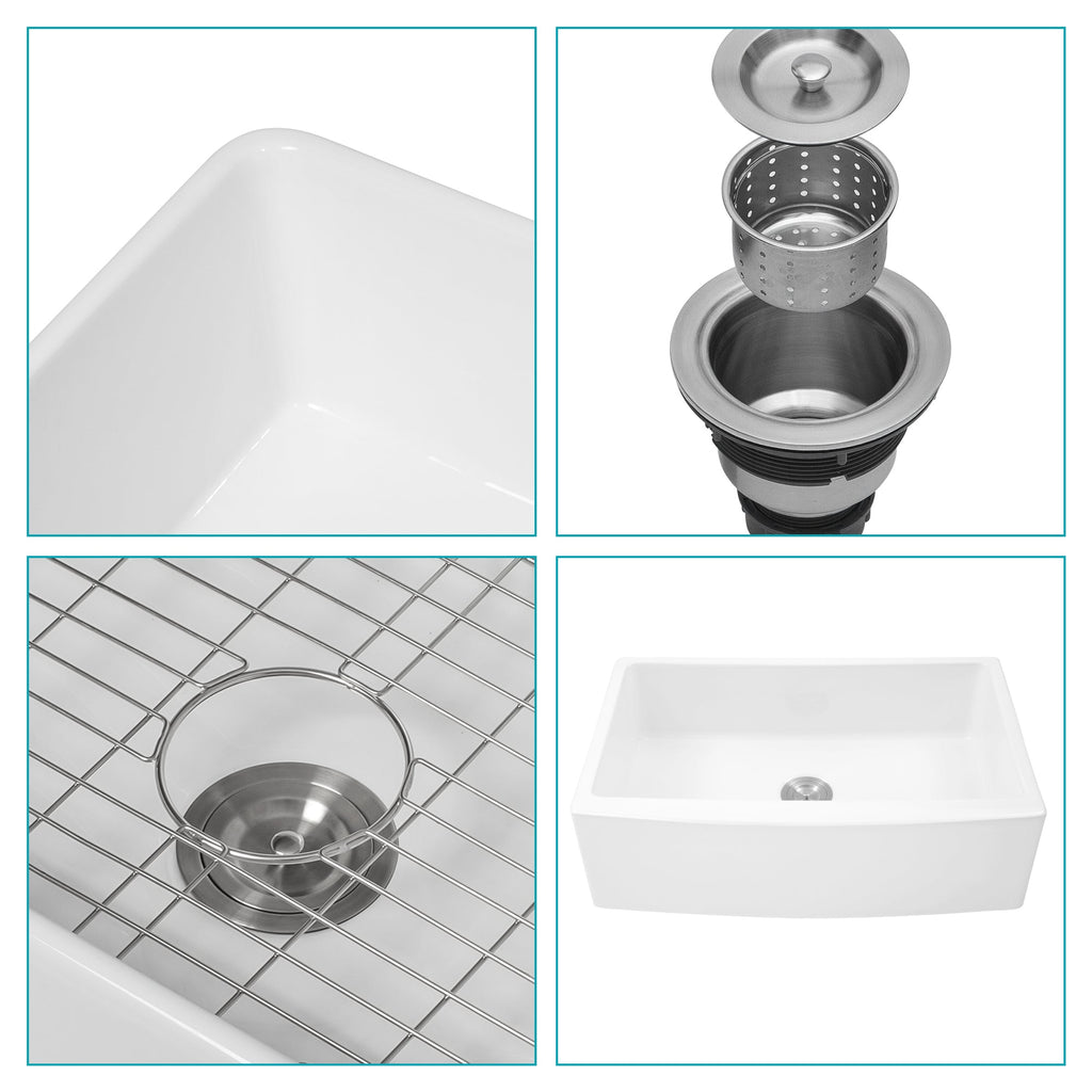 White Farmhouse Sink - 30 x 21 x 10 Inch