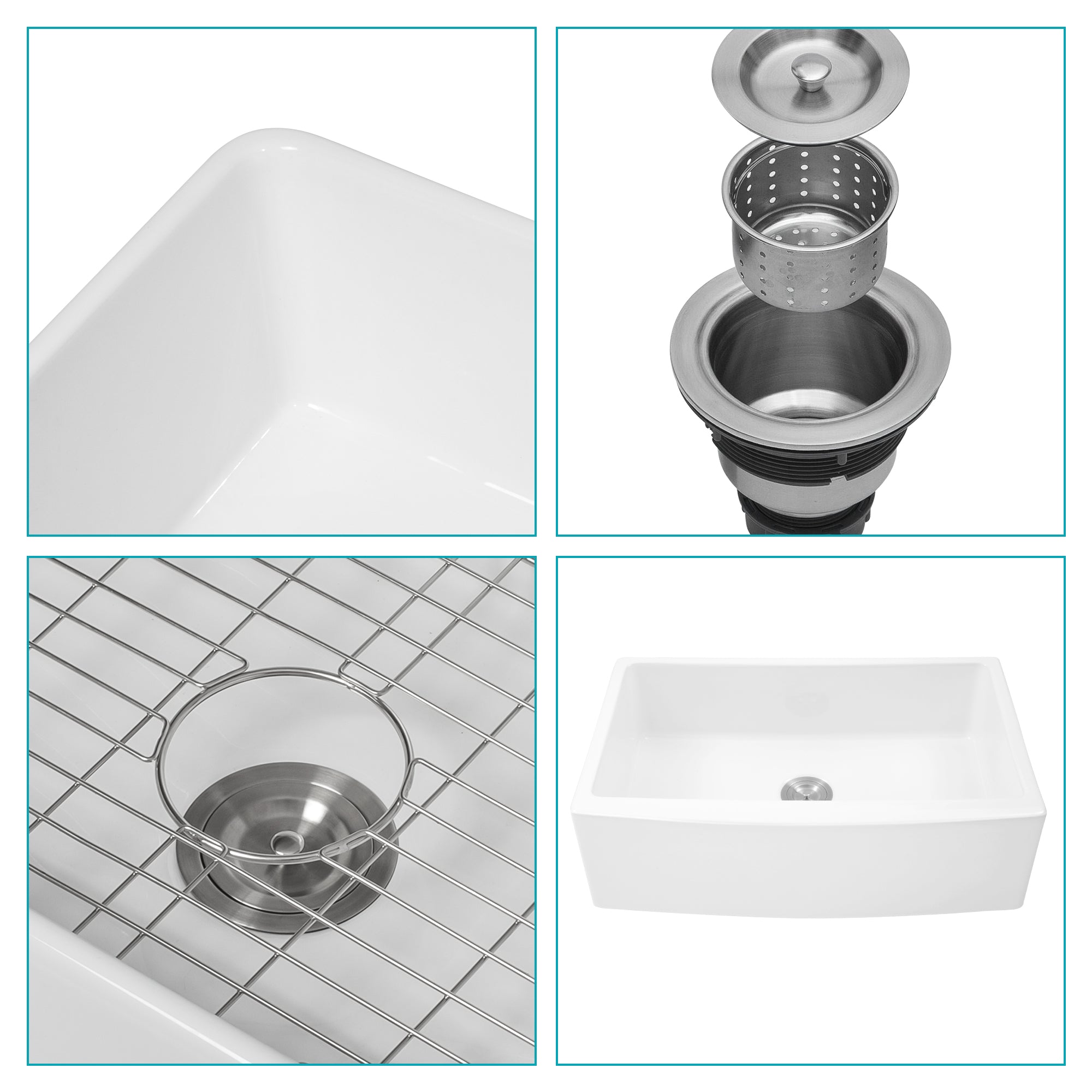 White Farmhouse Sink - 30 x 21 x 10 Inch