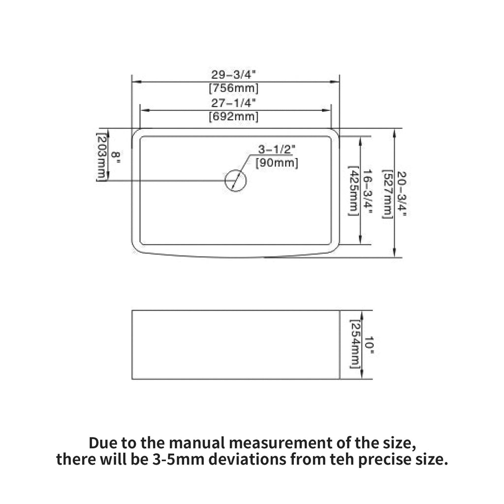 White Farmhouse Sink - 30 x 21 x 10 Inch