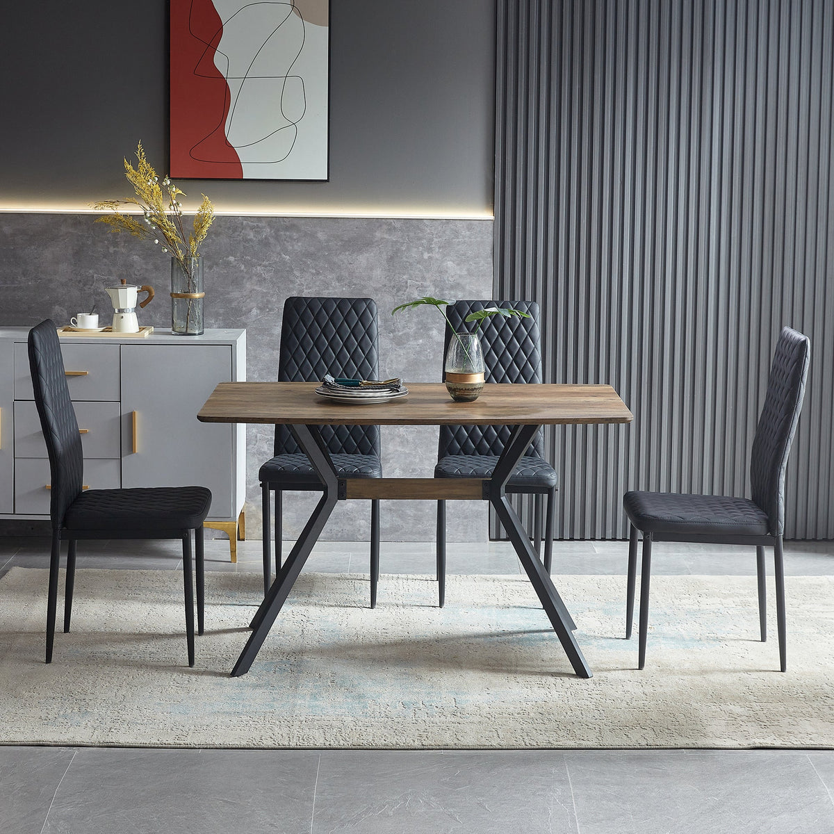 Modern Minimalist Style Dining Table MDF Wooden Top