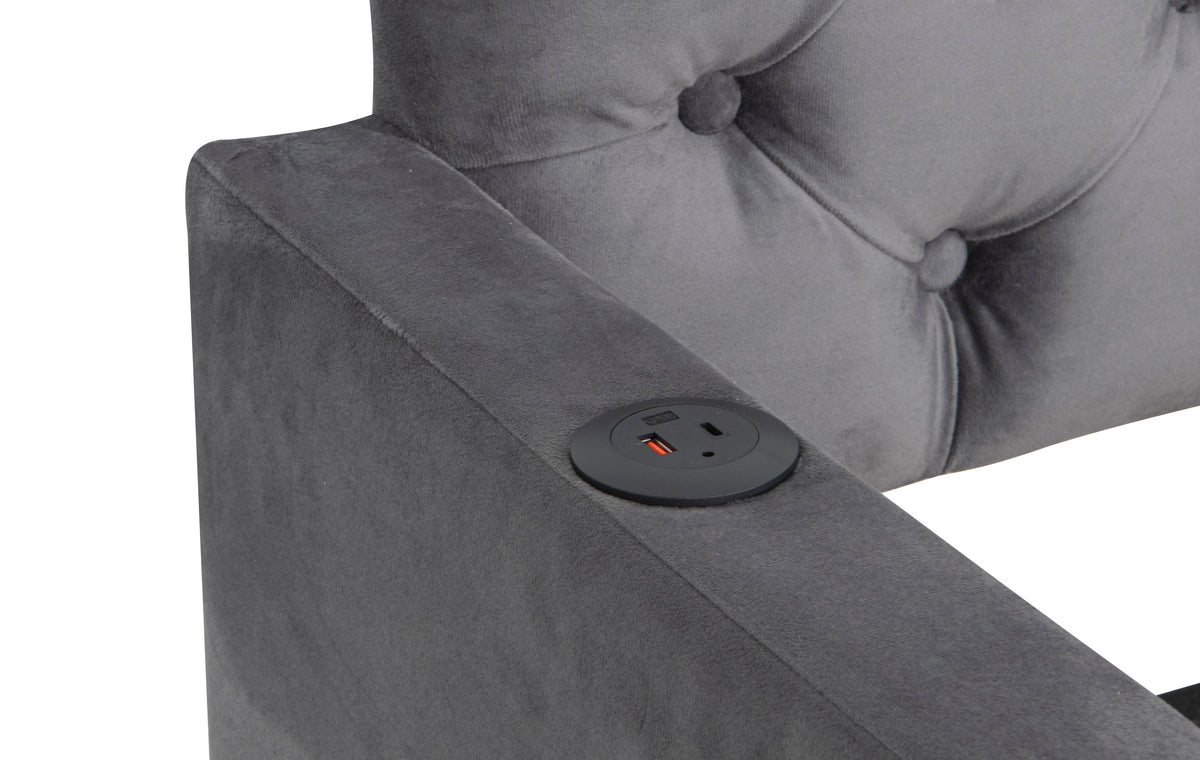 Twin Size Upholstered Daybed with Trundle and USB Charging
