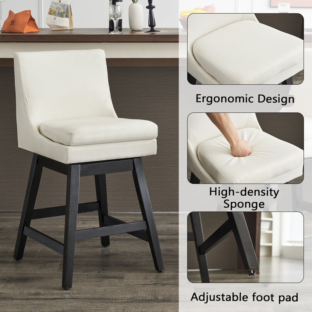 Upholstered Swivel Bar Stools Set of 2