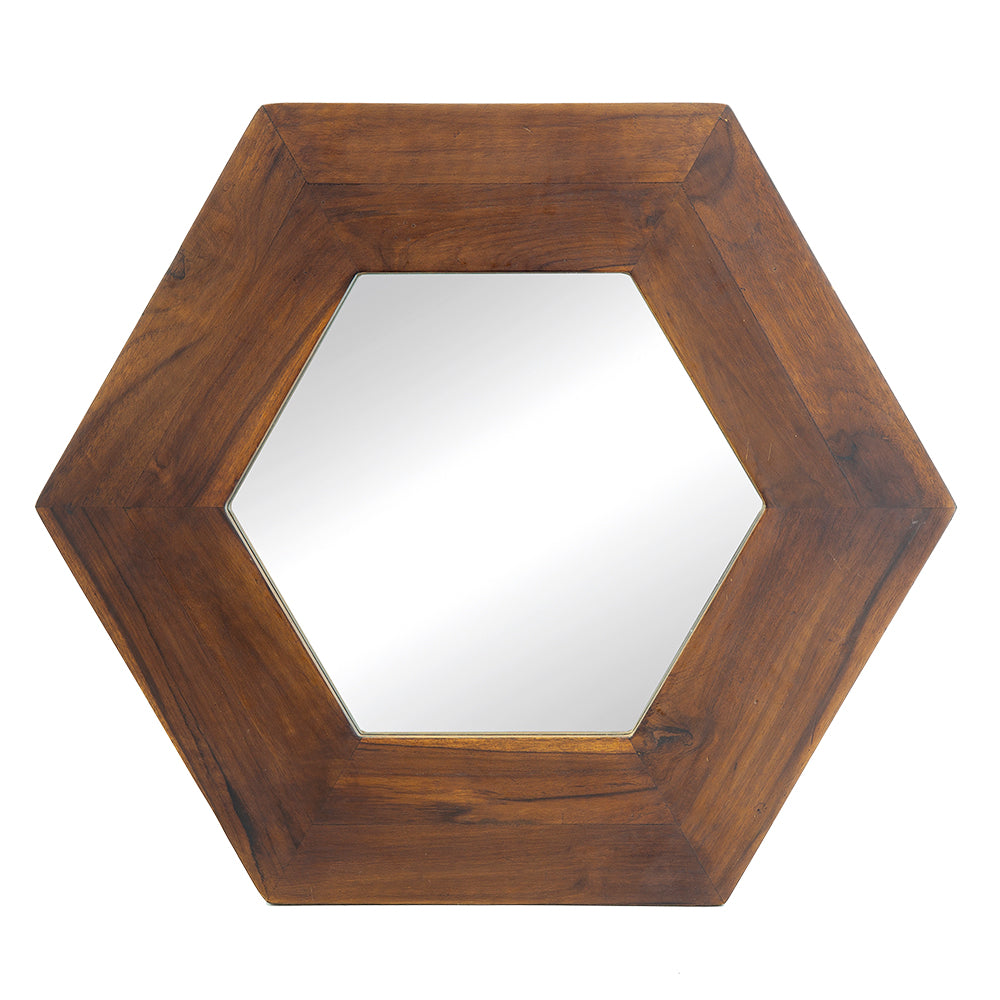 18.5" x 18.5" Hexagon Mirror with Solid Wood Frame