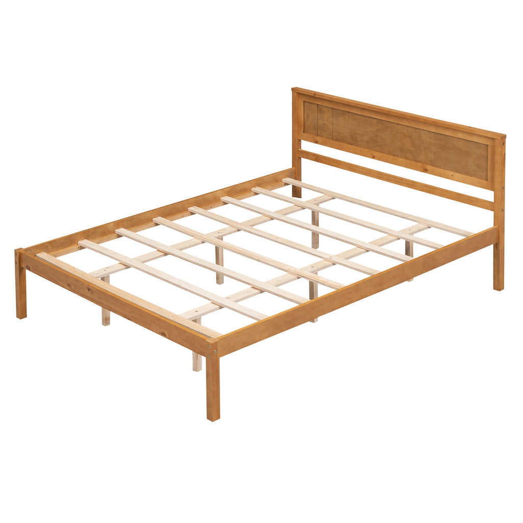 Platform Bed Frame with Headboard, Wood Slat Support, No Box Spring Needed, Queen