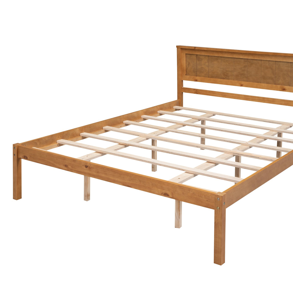 Platform Bed Frame with Headboard, Wood Slat Support, No Box Spring Needed, Queen