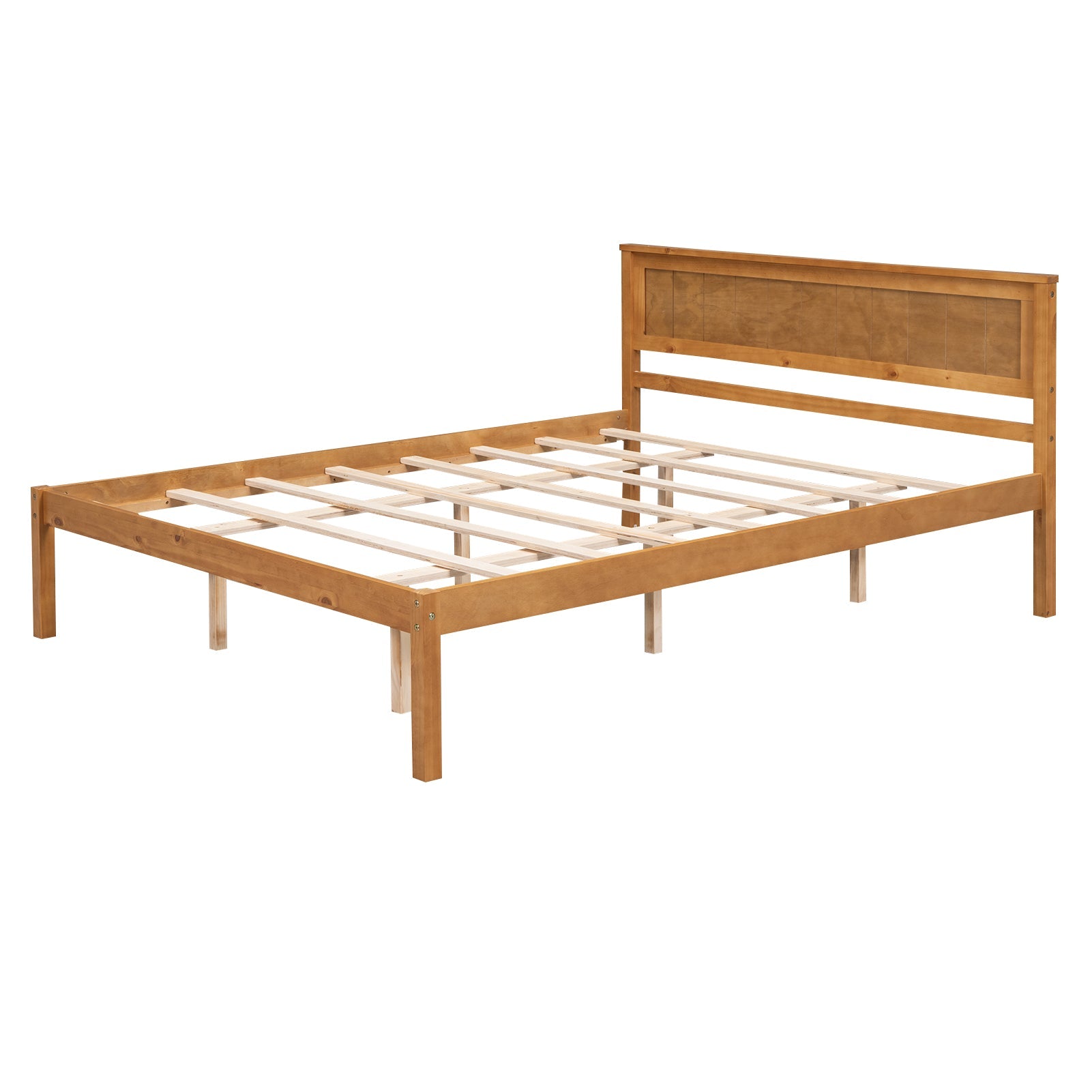 Platform Bed Frame with Headboard, Wood Slat Support, No Box Spring Needed, Queen