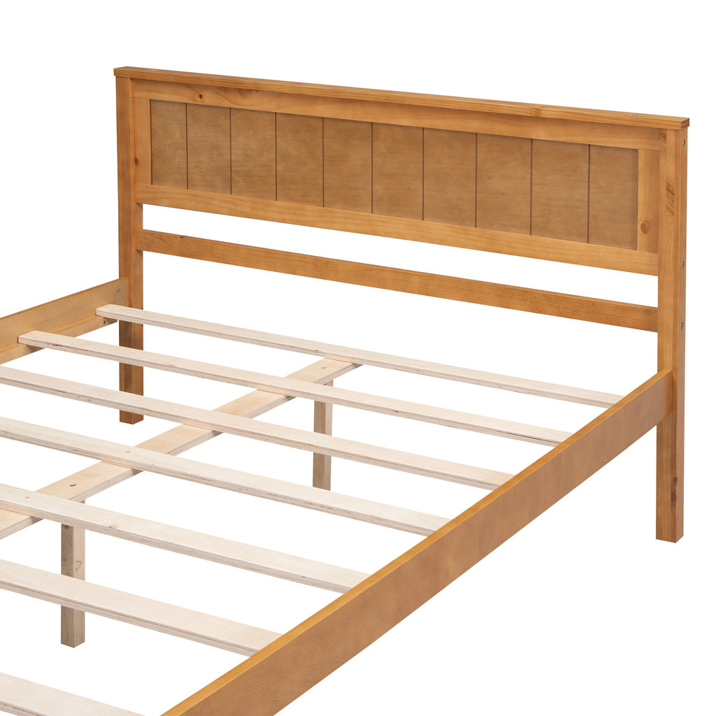 Platform Bed Frame with Headboard, Wood Slat Support, Full