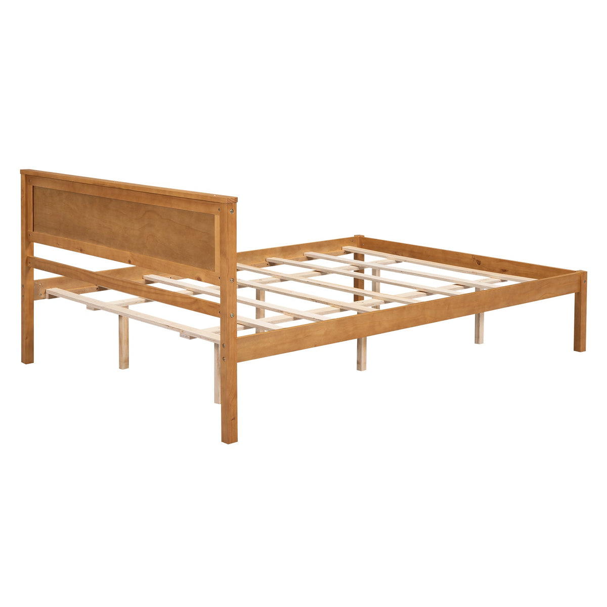 Platform Bed Frame with Headboard, Wood Slat Support, No Box Spring Needed, Queen