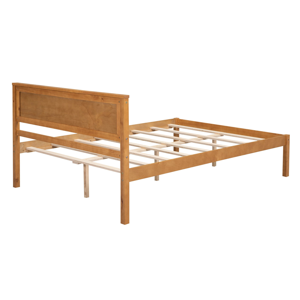 Platform Bed Frame with Headboard, Wood Slat Support, Full