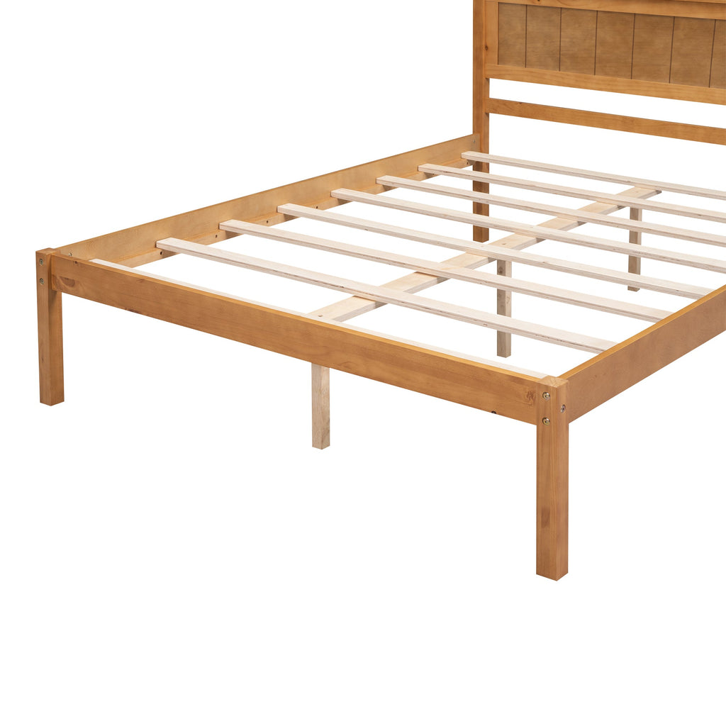 Platform Bed Frame with Headboard, Wood Slat Support, Full