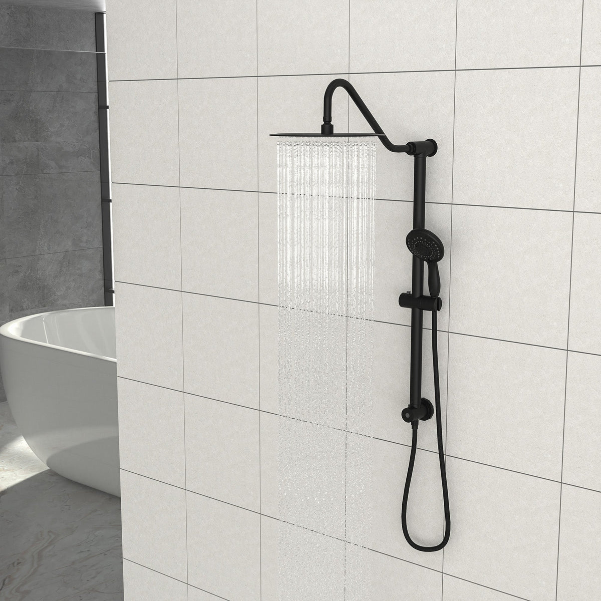 10 Inch Shower System with 5 Function Rain Hand Shower