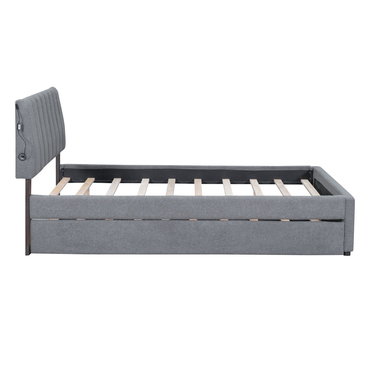 Teddy Fleece Full Size Upholstered Platform Bed with Twin Size Trundle