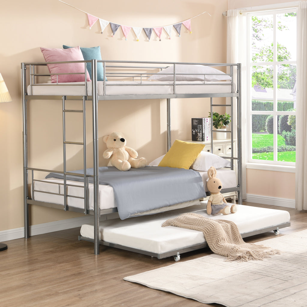 Metal Bunk Bed with Trundle