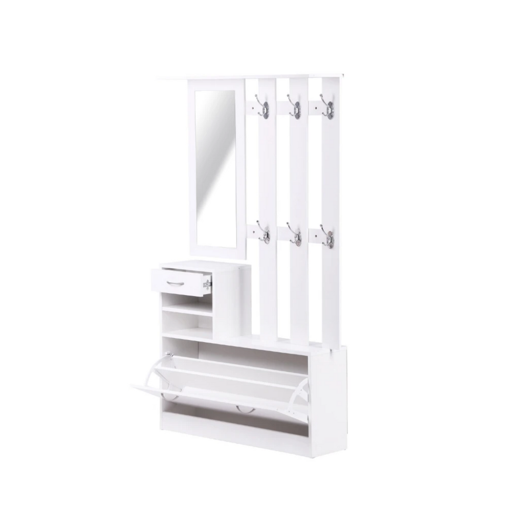 Combination Model Gate Cabinet with Shoe Cabinet, Hang Shelf, and Mirror