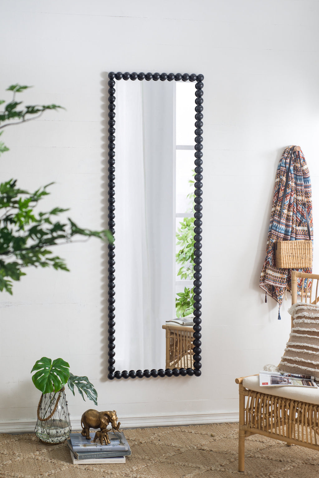 23" x 72" Full Length Mirror with Metal Beaded Frame