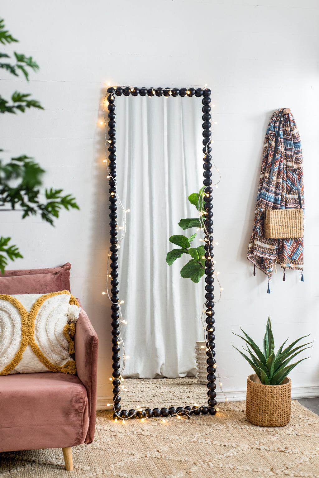 23" x 72" Full Length Mirror with Metal Beaded Frame