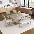 TOPMAX 6-Piece Wood Half Round Dining Table Set