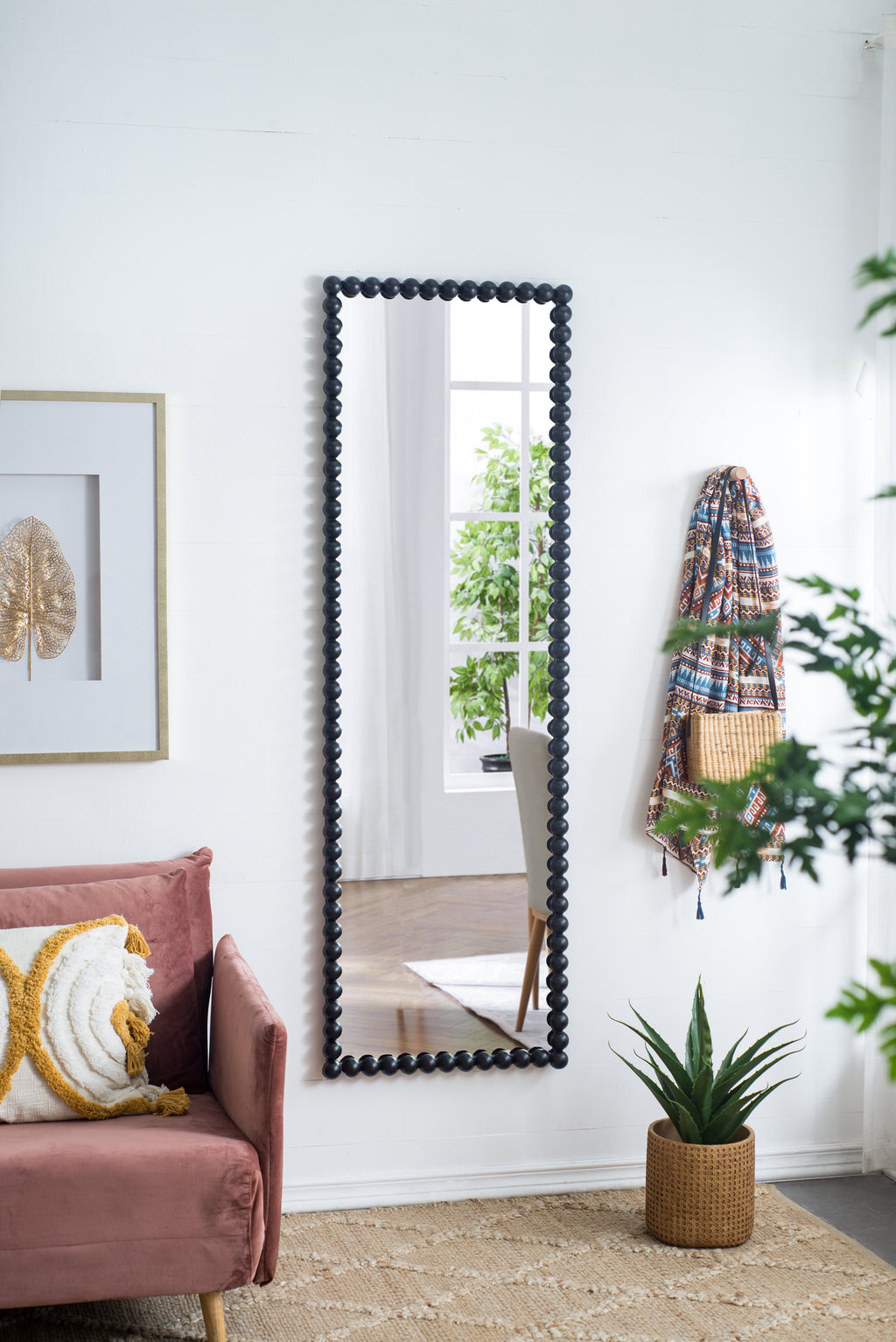 23" x 72" Full Length Mirror with Metal Beaded Frame