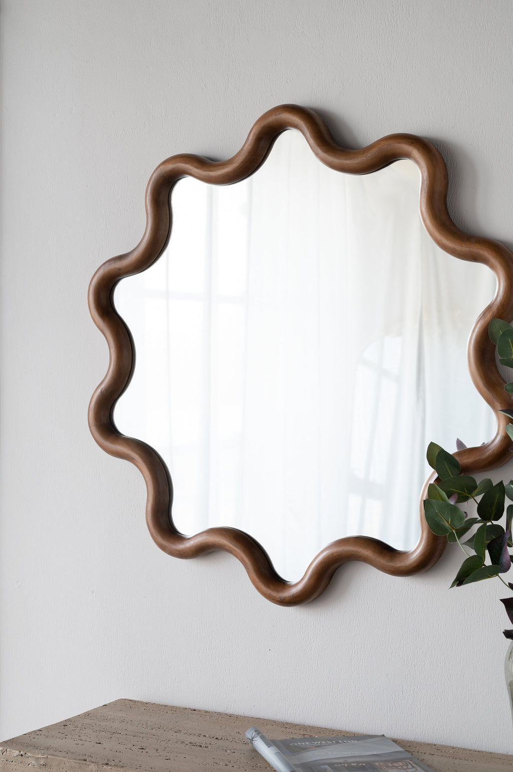 31" x 30" Wooden Accent Mirror with Unique Frame