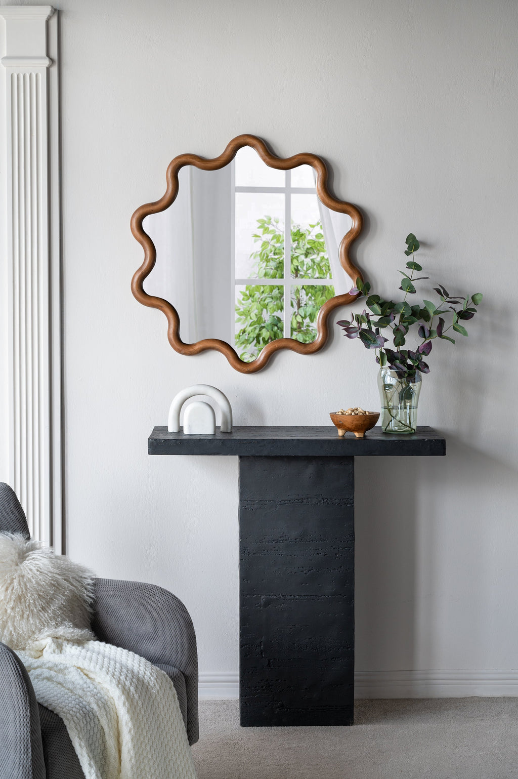 31" x 30" Wooden Accent Mirror with Unique Frame