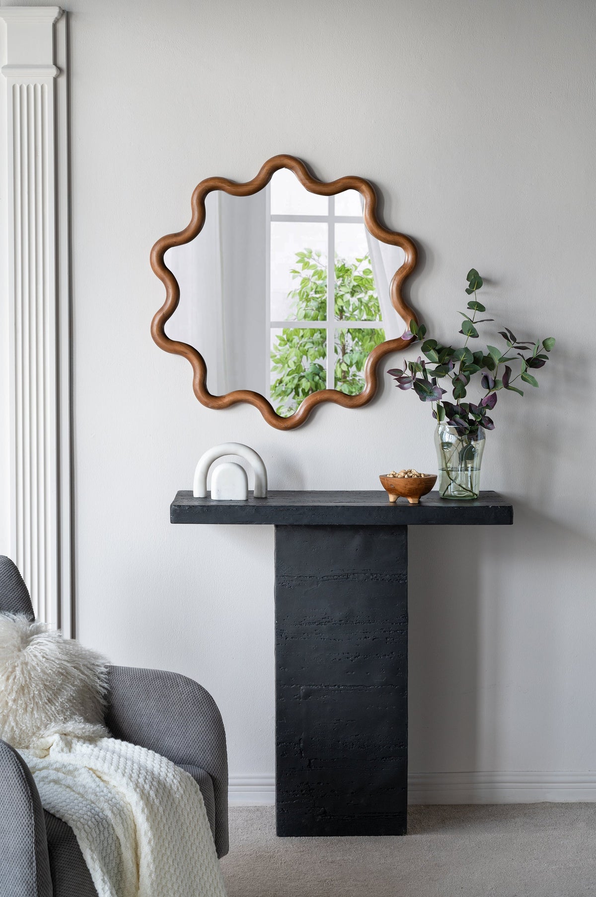 31" x 30" Wooden Accent Mirror with Unique Frame