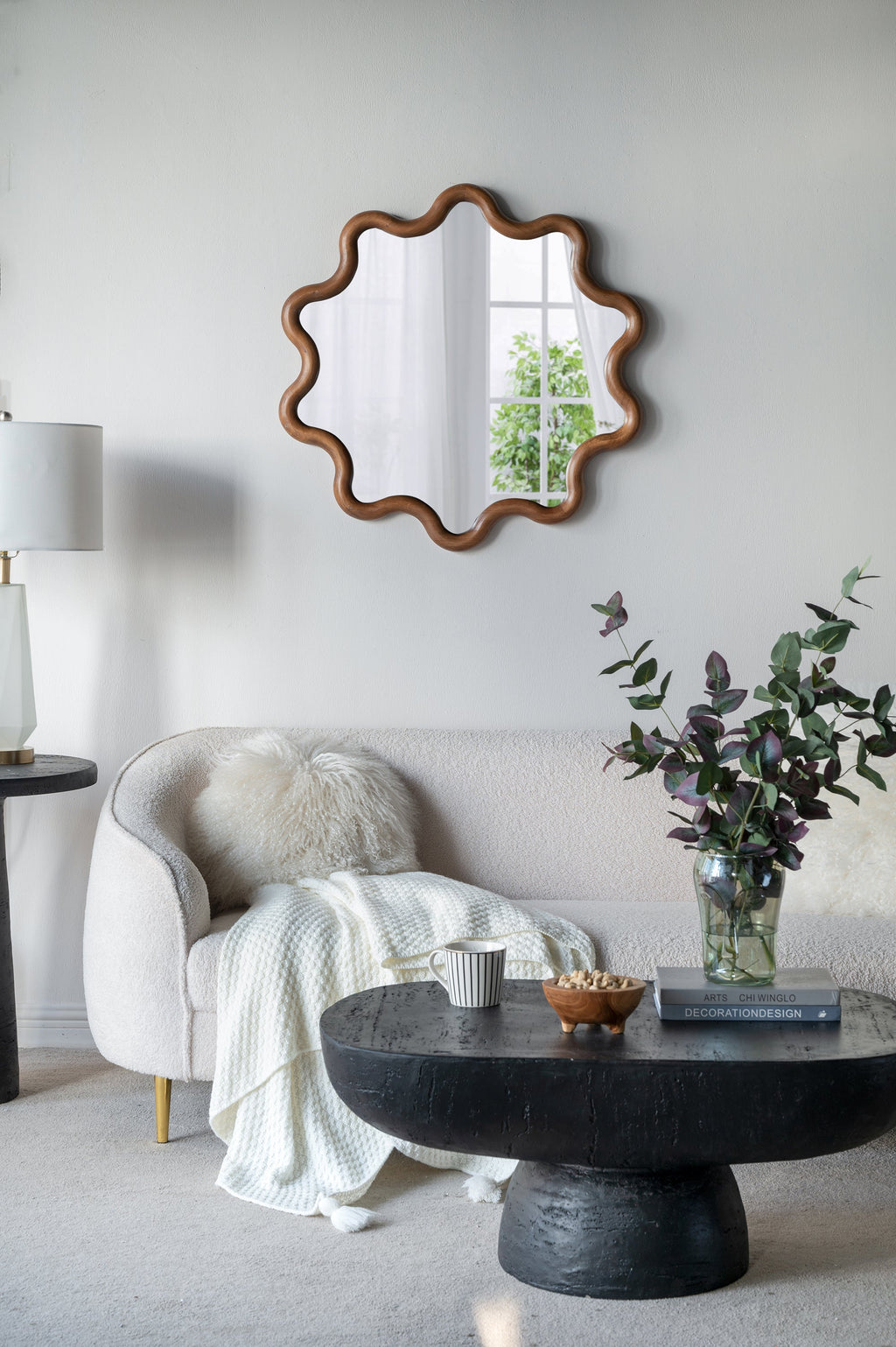 31" x 30" Wooden Accent Mirror with Unique Frame