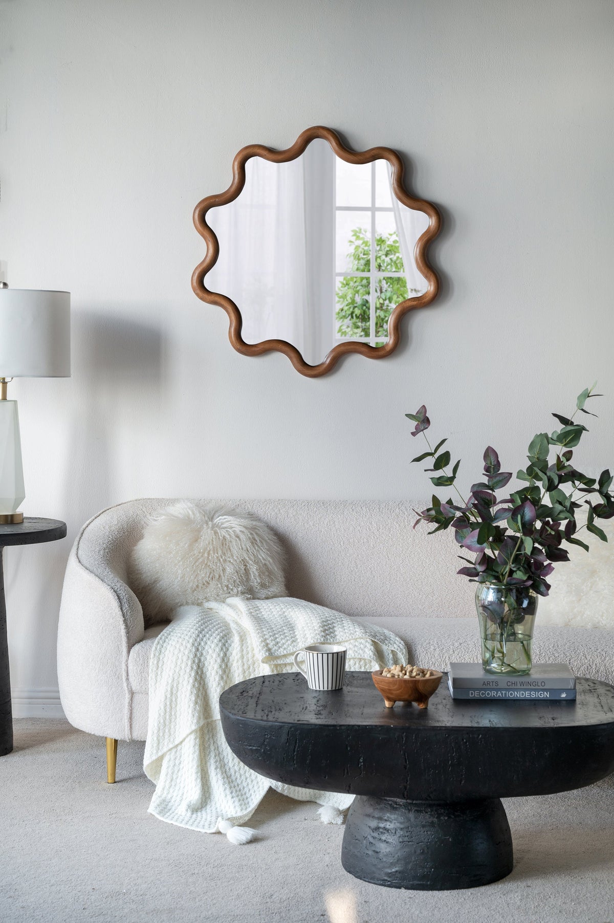 31" x 30" Wooden Accent Mirror with Unique Frame