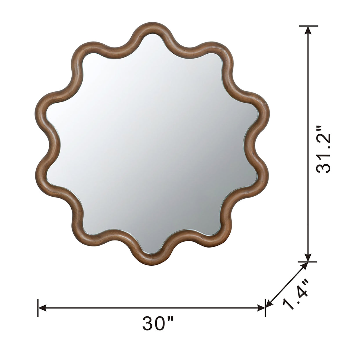 31" x 30" Wooden Accent Mirror with Unique Frame