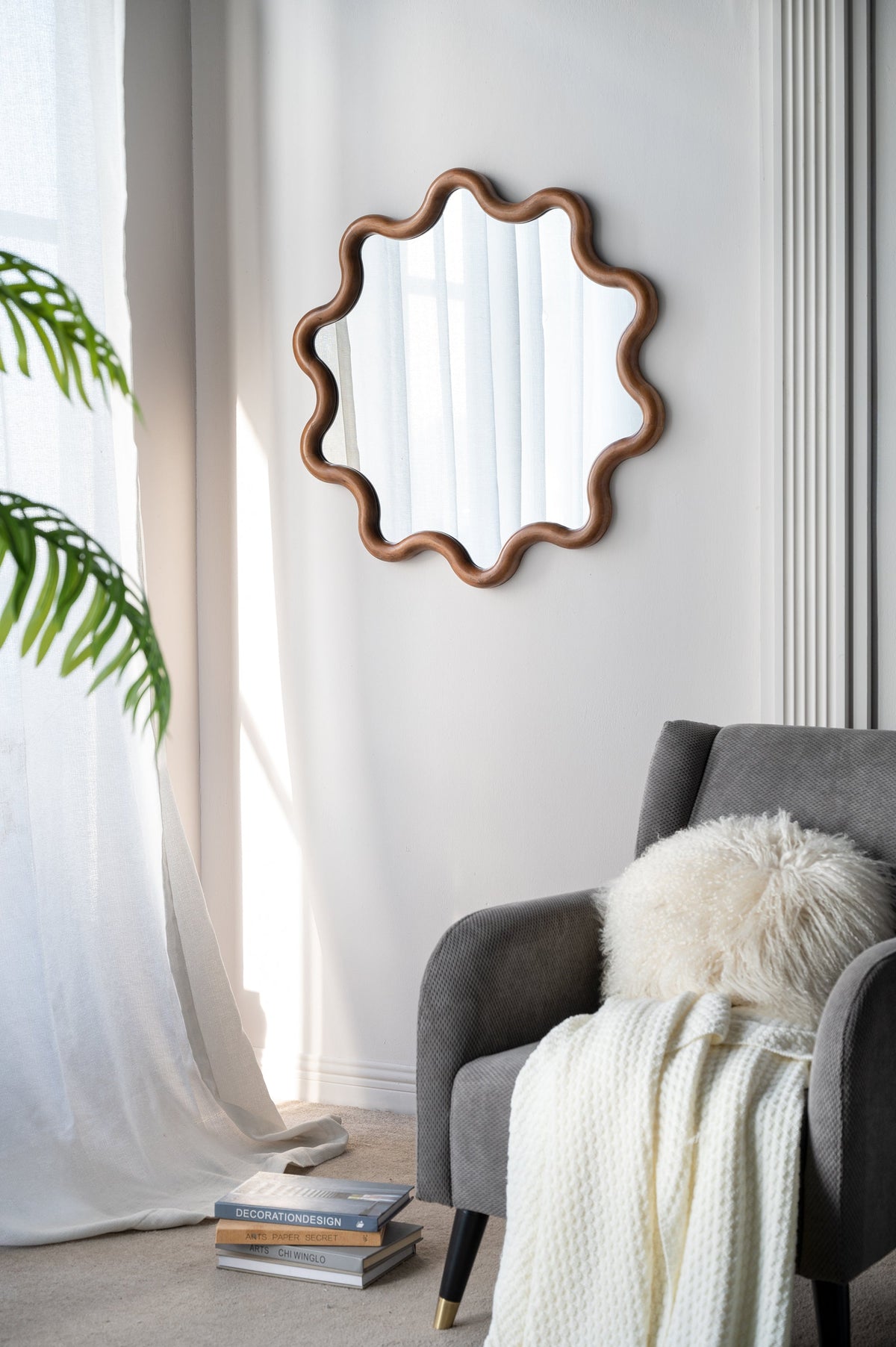 31" x 30" Wooden Accent Mirror with Unique Frame