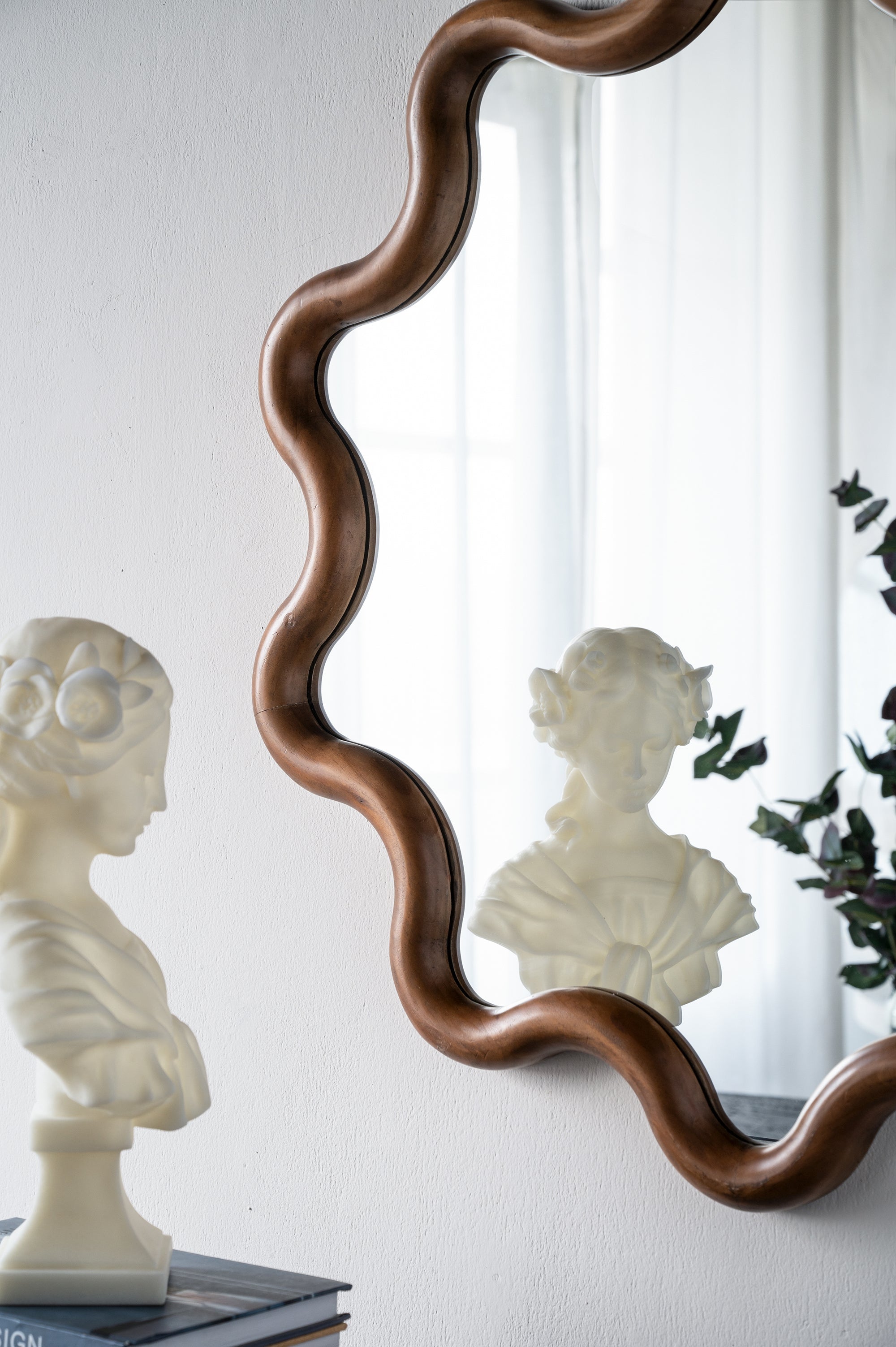31" x 30" Wooden Accent Mirror with Unique Frame
