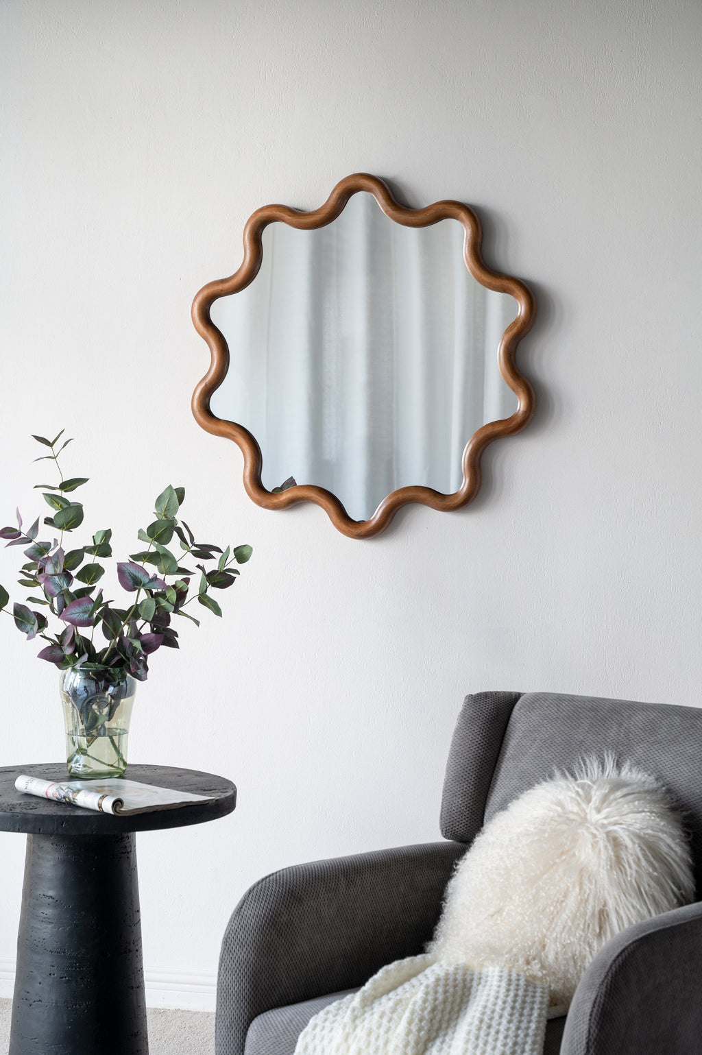 31" x 30" Wooden Accent Mirror with Unique Frame