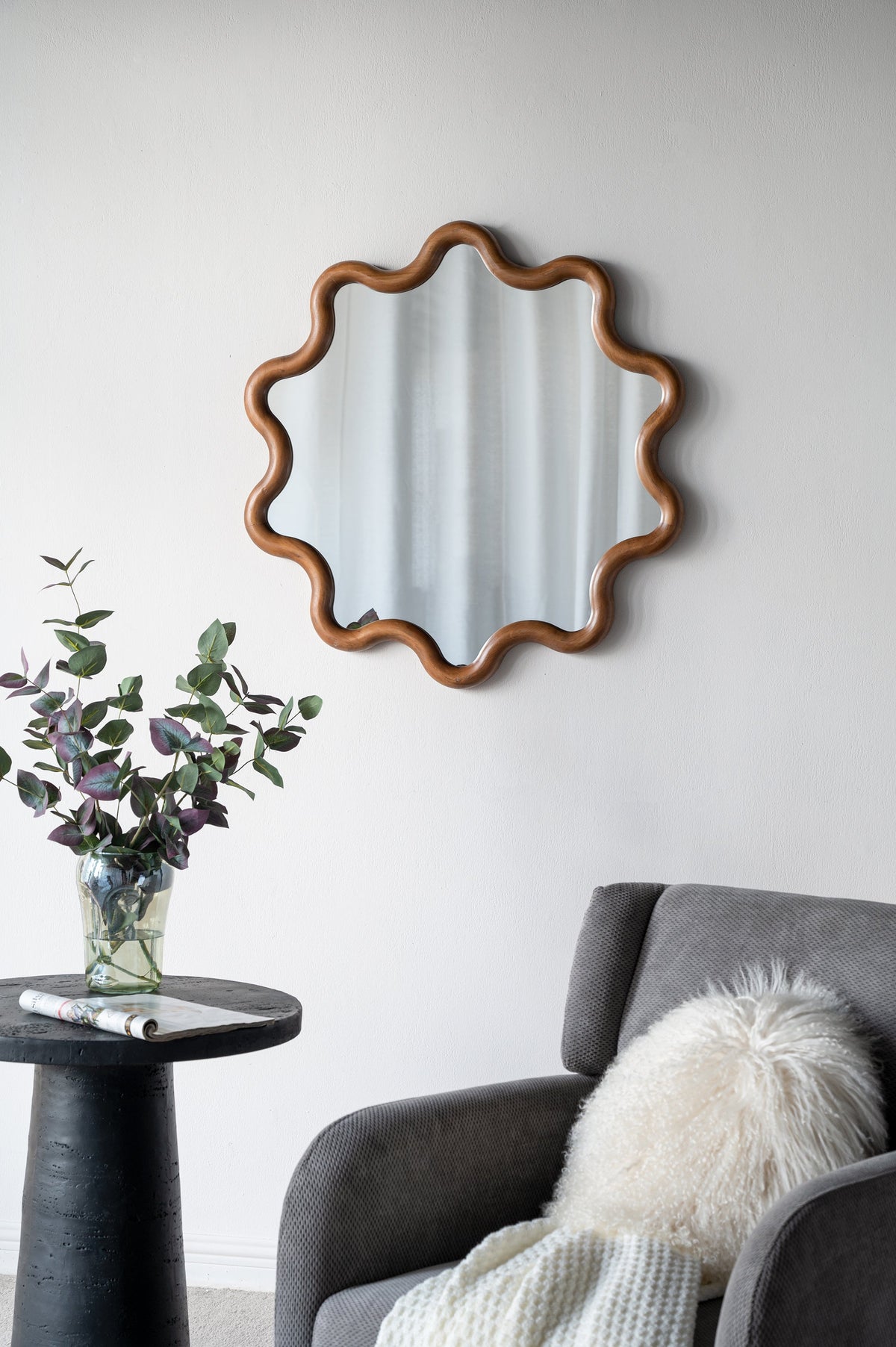 31" x 30" Wooden Accent Mirror with Unique Frame