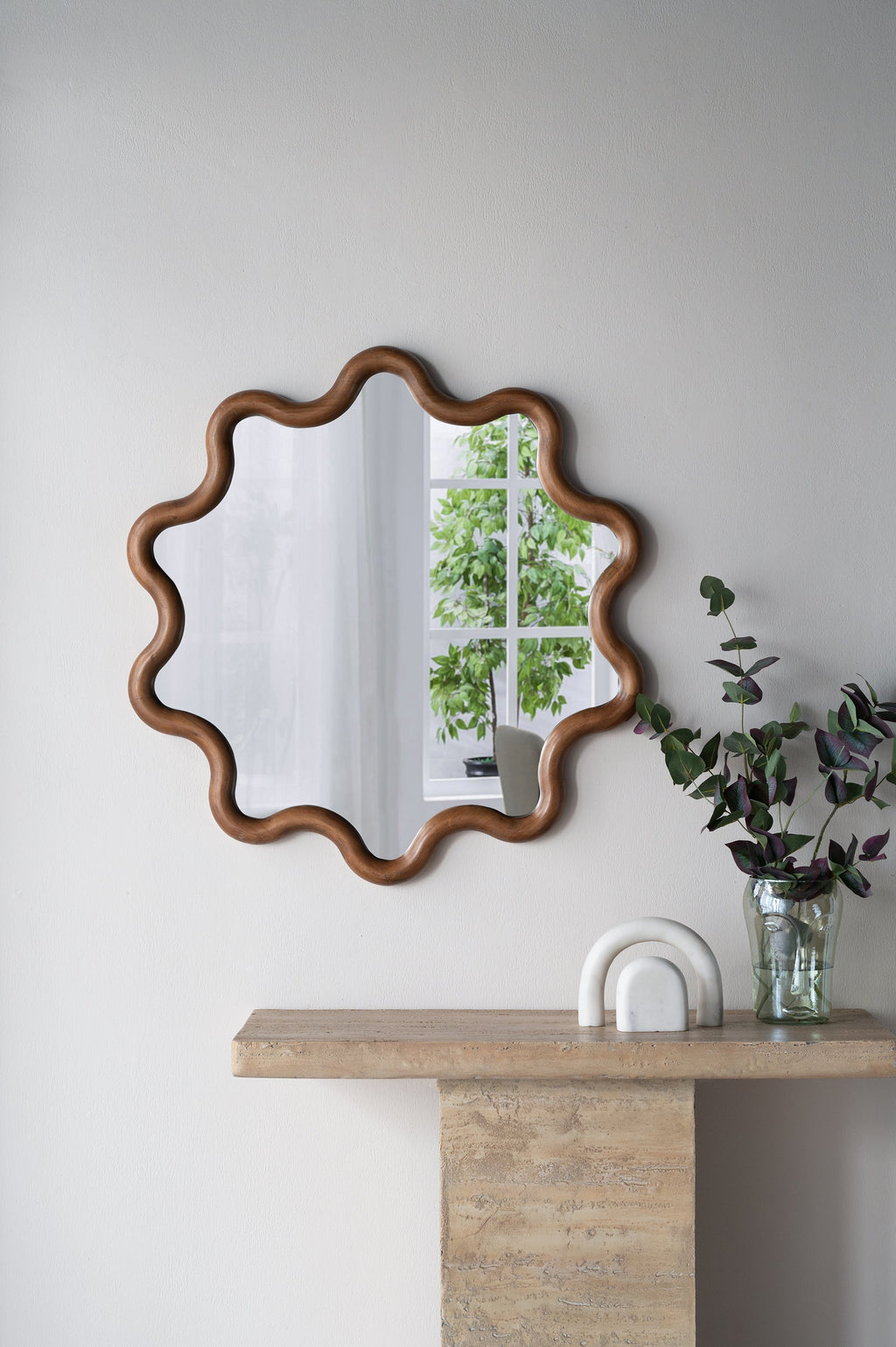31" x 30" Wooden Accent Mirror with Unique Frame