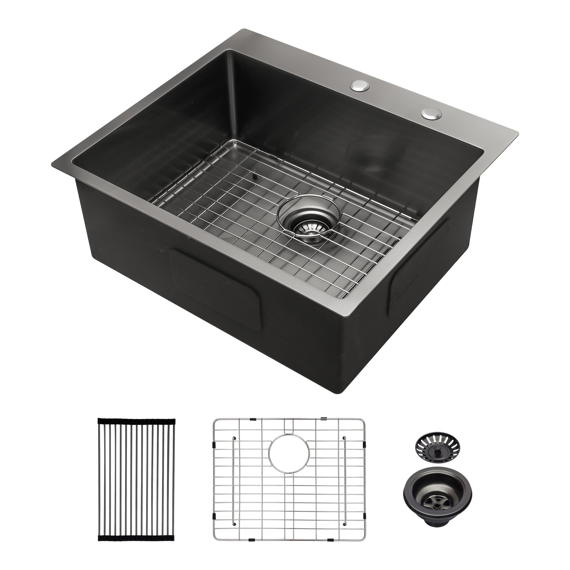 25 x 22 x 10 Inch Drop In Kitchen Sink Gunmetal