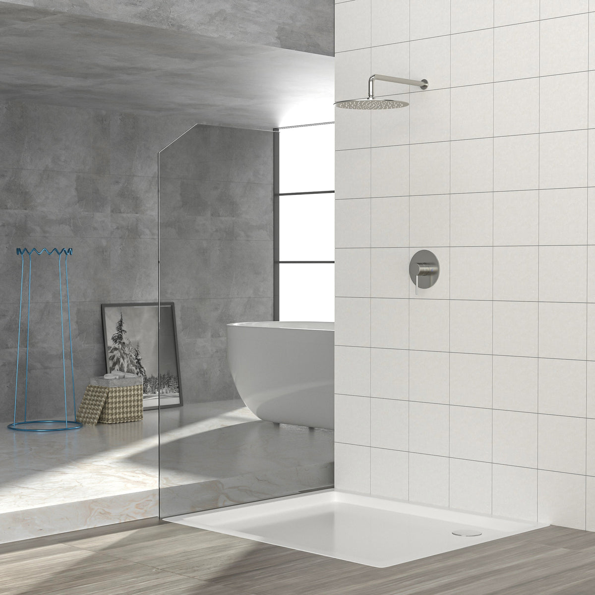 Brushed Nickel Shower Faucet Set with 10-Inch Rainfall Shower Head