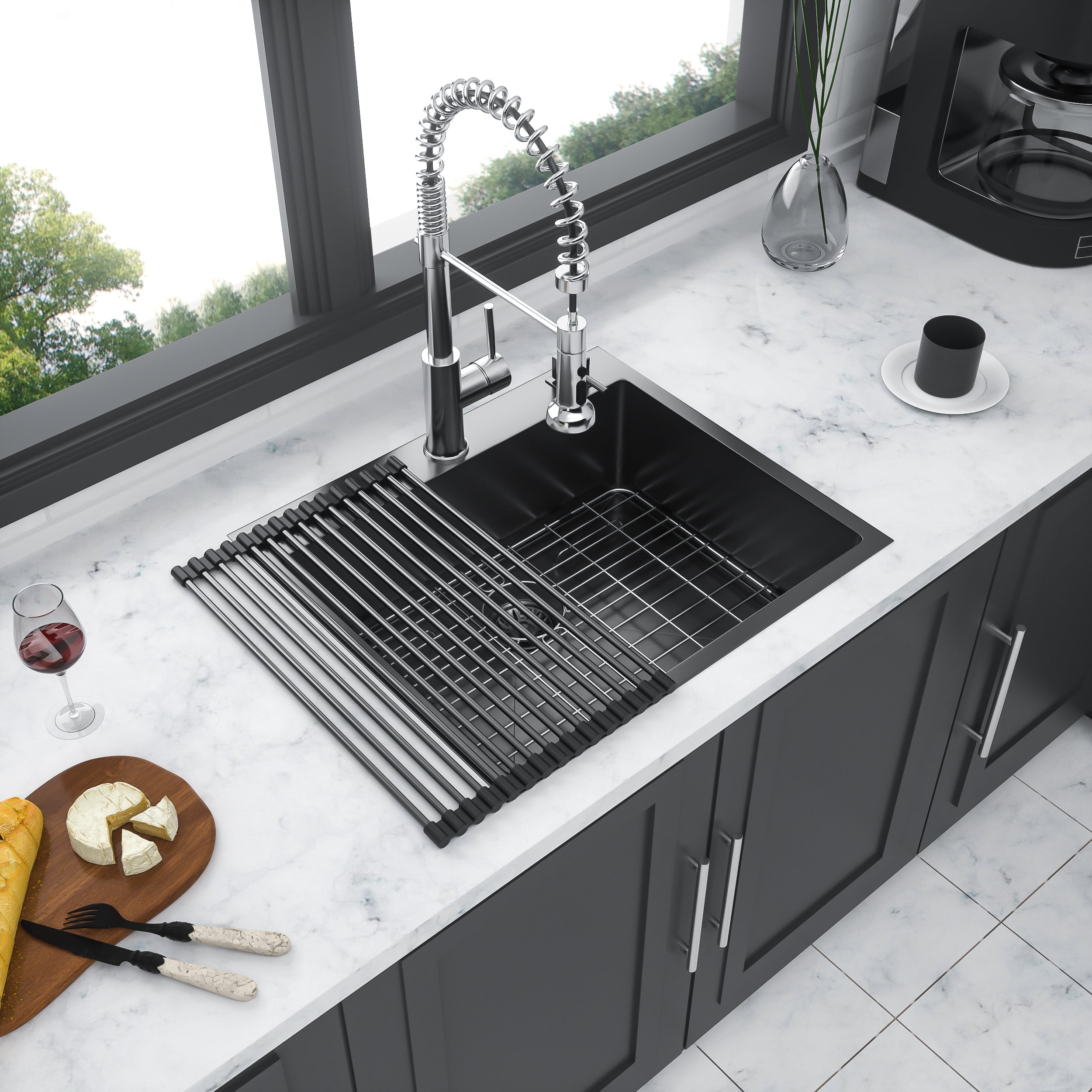 25 x 22 x 10 Inch Drop In Kitchen Sink Gunmetal