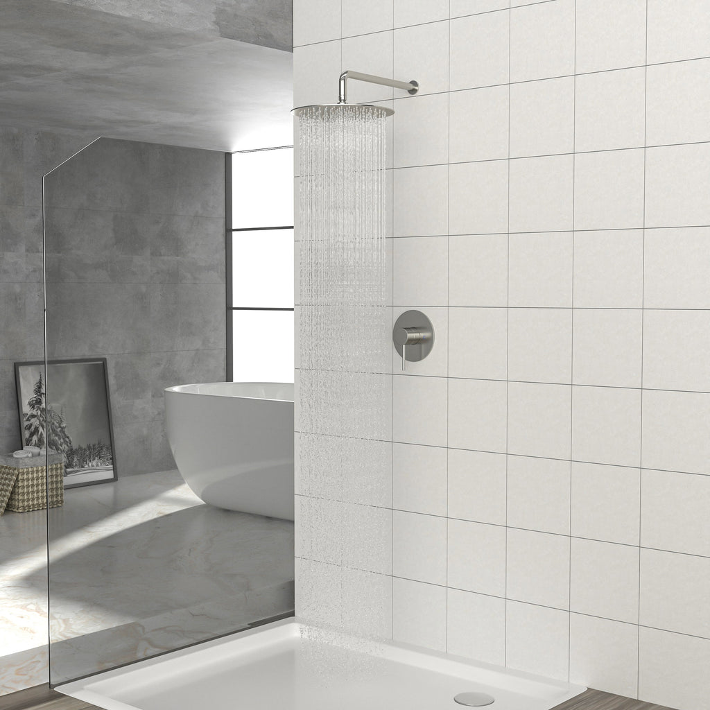 Brushed Nickel Shower Faucet Set with 10-Inch Rainfall Shower Head