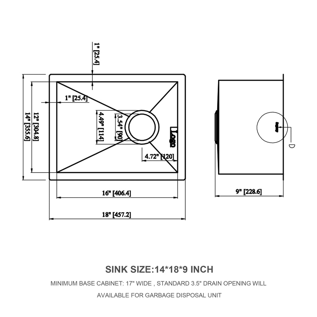 14 Inch Undermount Sink - Stainless Steel Kitchen Sink
