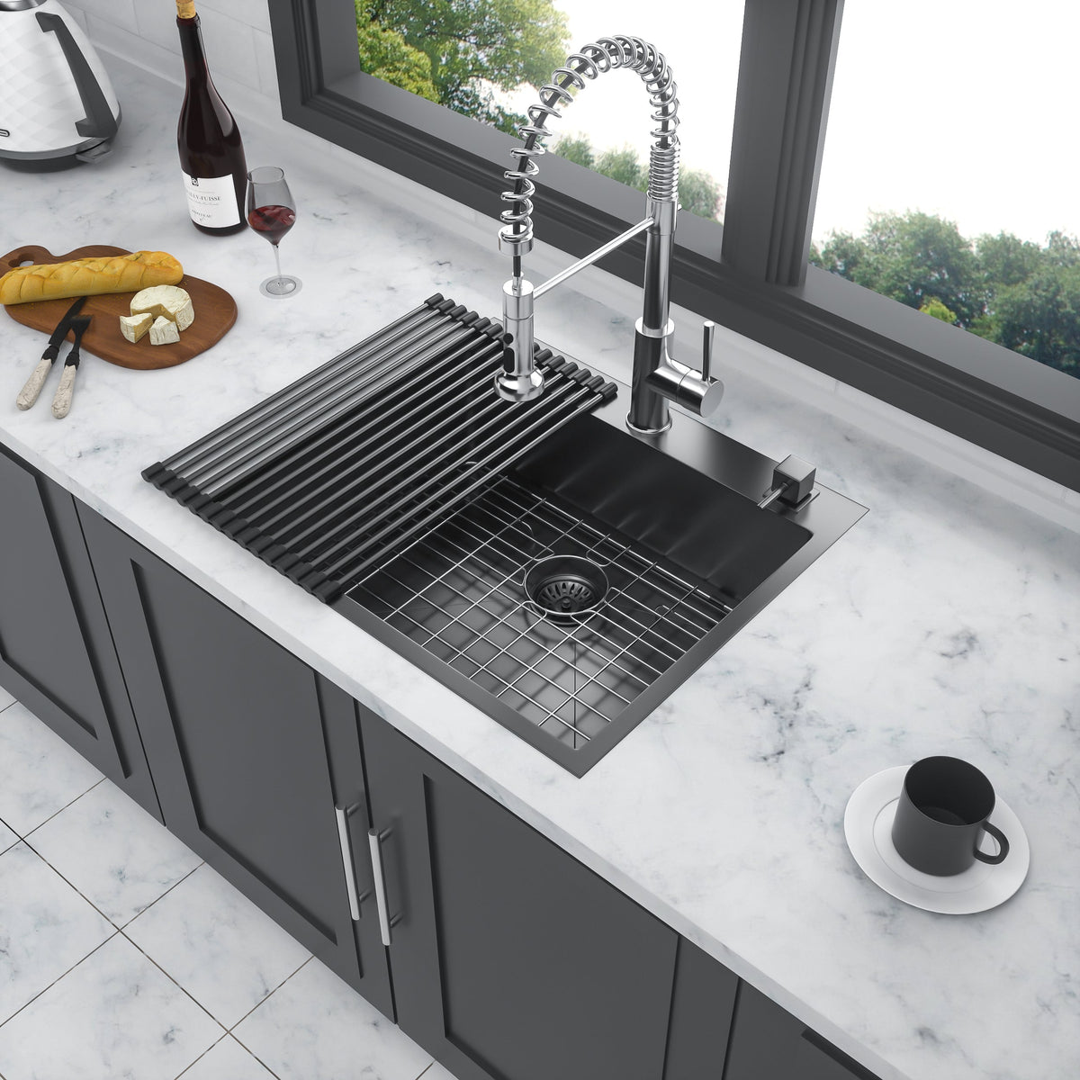 25 x 22 x 10 Inch Drop In Kitchen Sink Gunmetal
