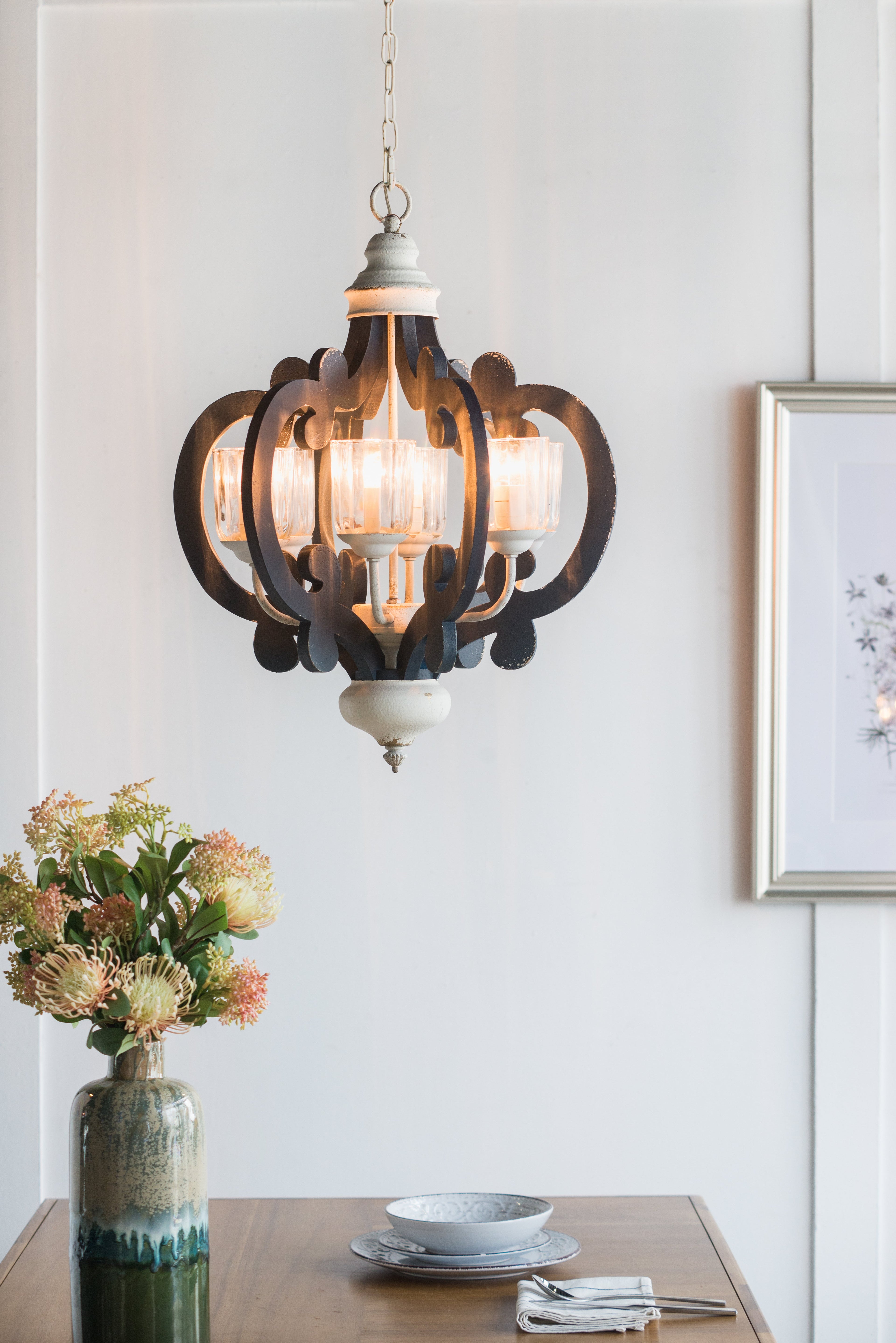Wood Chandelier 6-Light Farmhouse Pendant Lighting