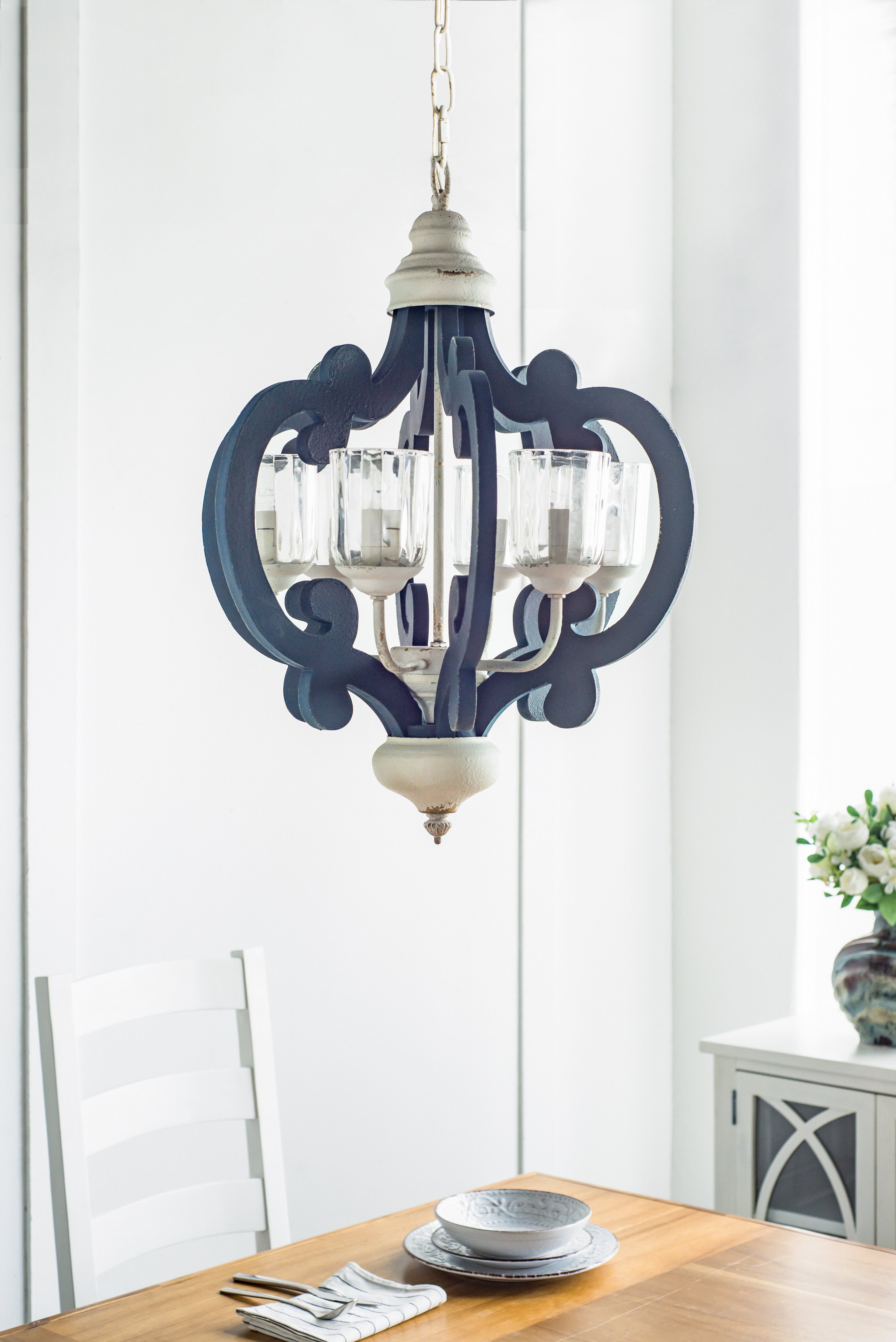 Wood Chandelier 6-Light Farmhouse Pendant Lighting