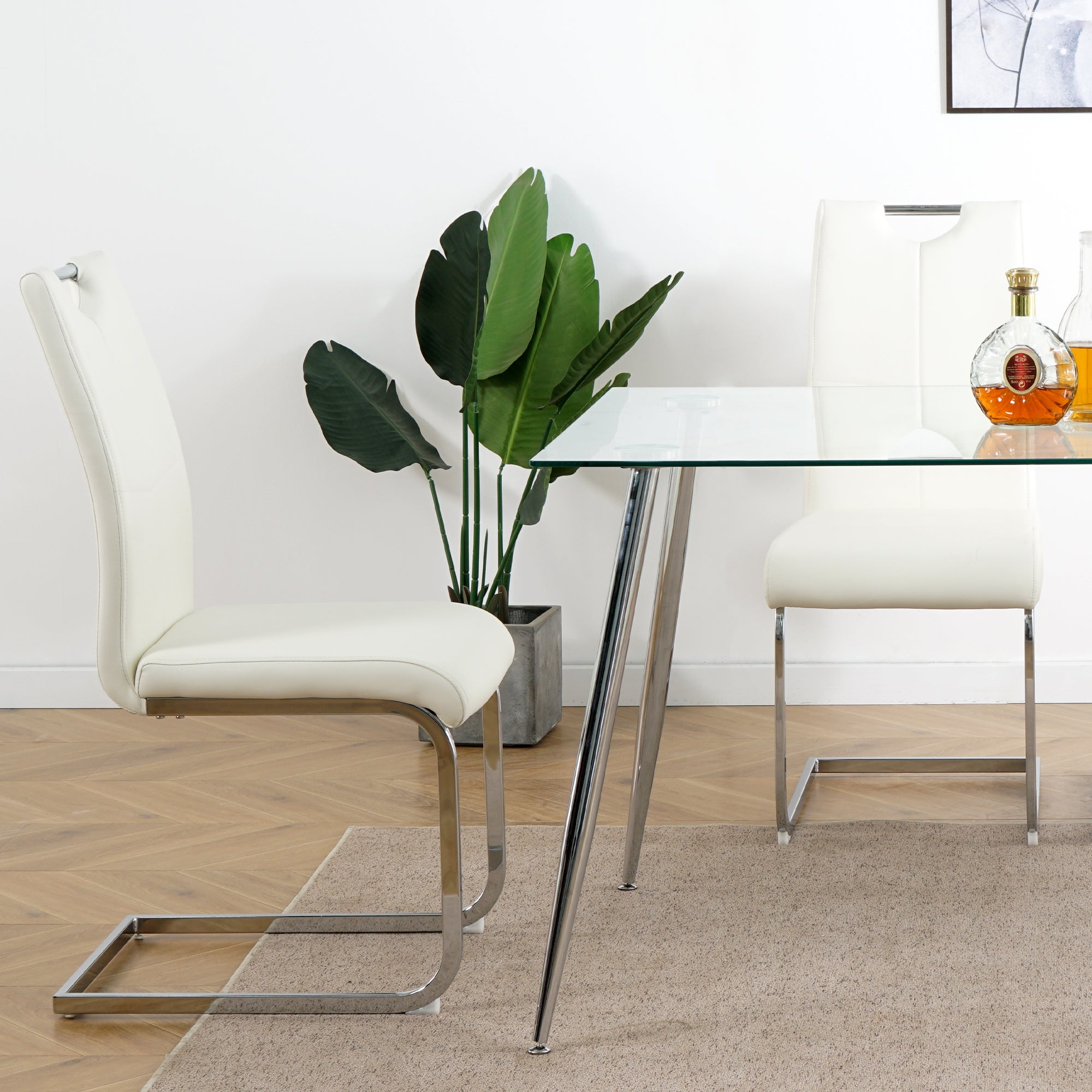 Modern Dining Chairs with Faux Leather Padded Seat