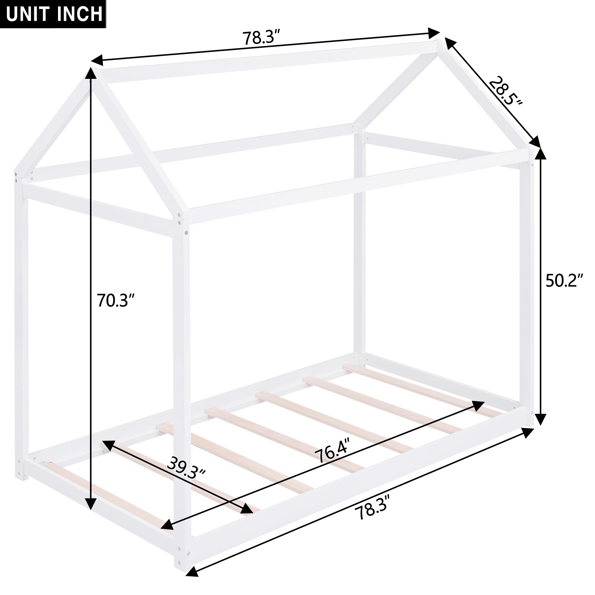 Twin Size Wooden House Bed