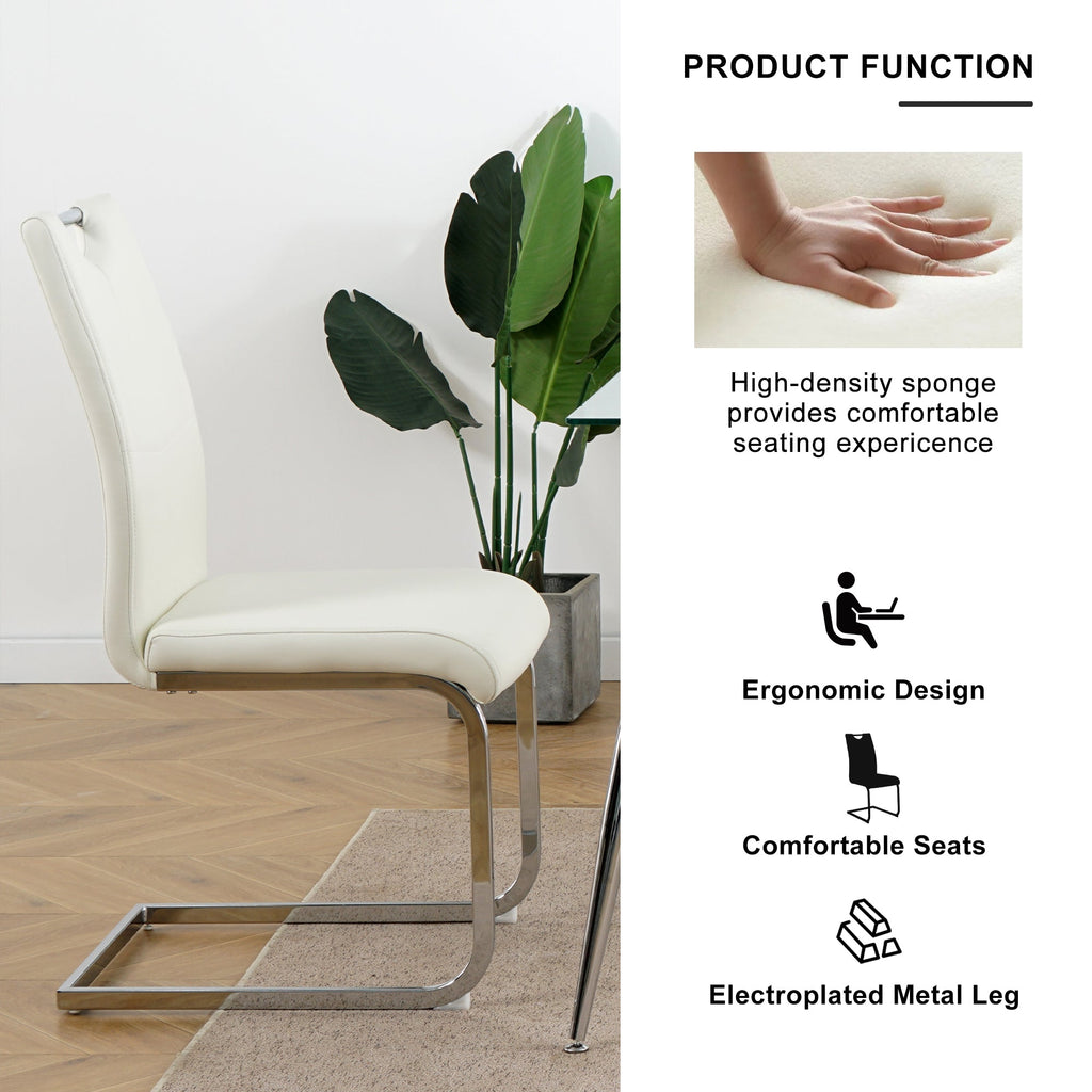 Modern Dining Chairs with Faux Leather Padded Seat