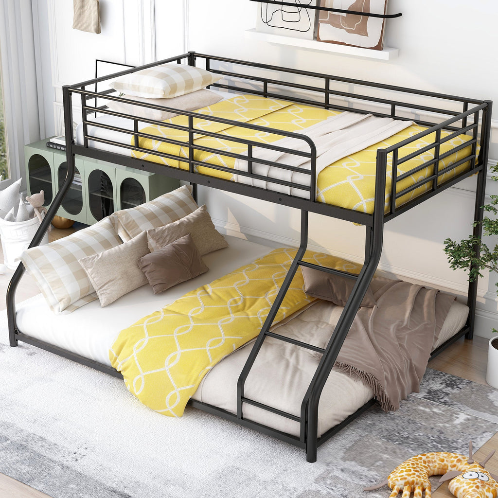 Metal Floor Bunk Bed, Twin XL Over Queen