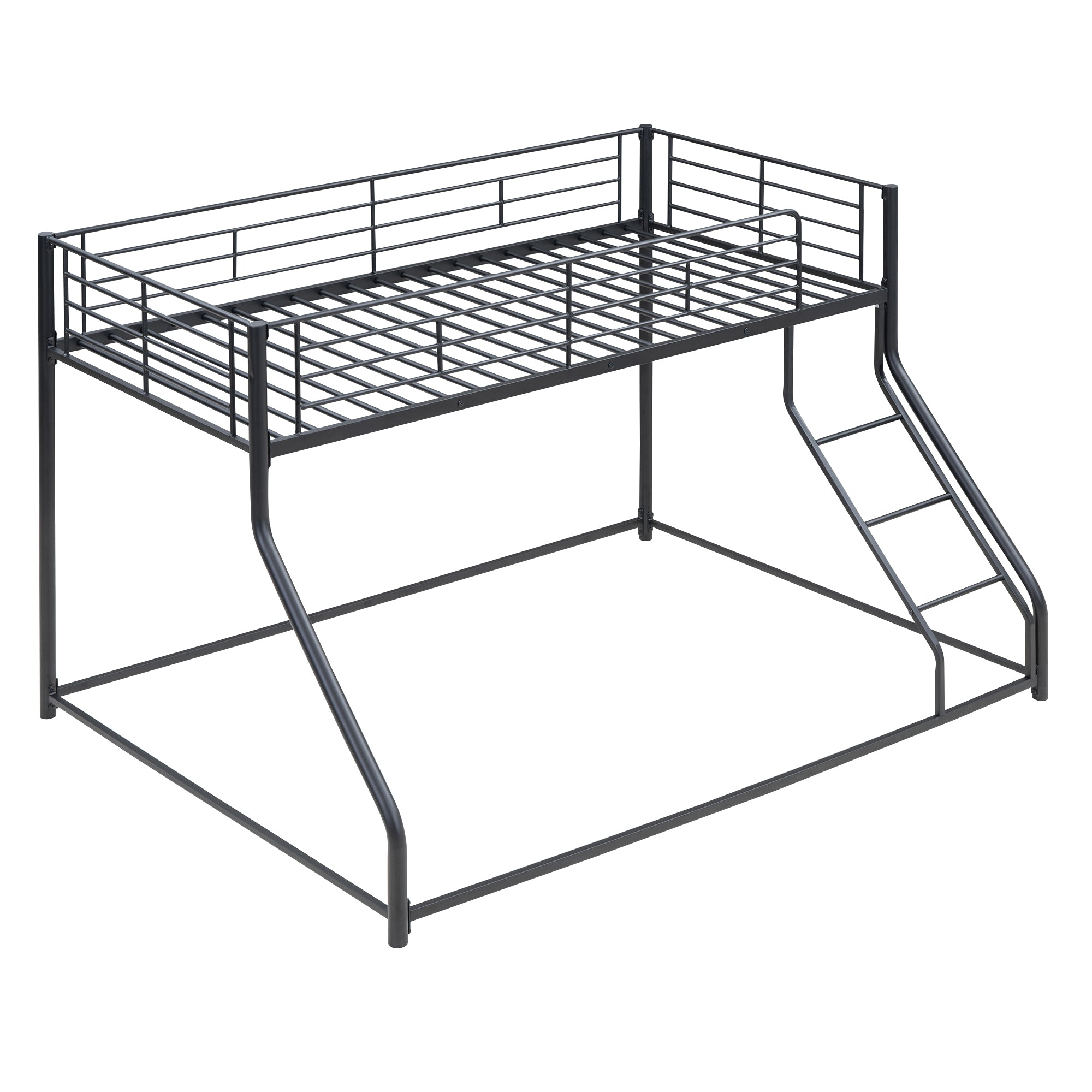 Metal Floor Bunk Bed, Twin XL Over Queen