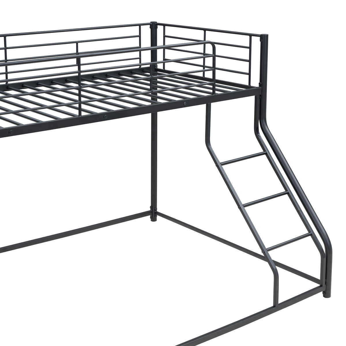 Metal Floor Bunk Bed, Twin XL Over Queen