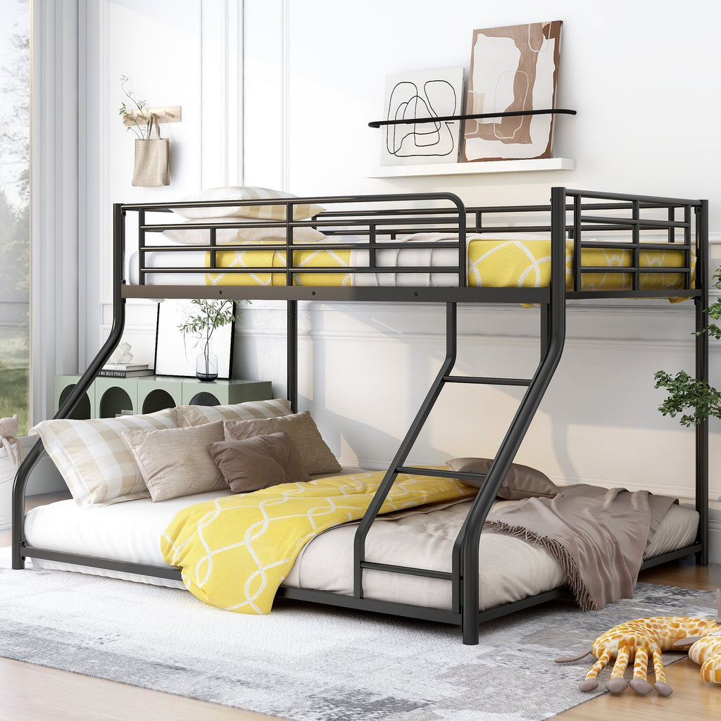 Metal Floor Bunk Bed, Twin XL Over Queen