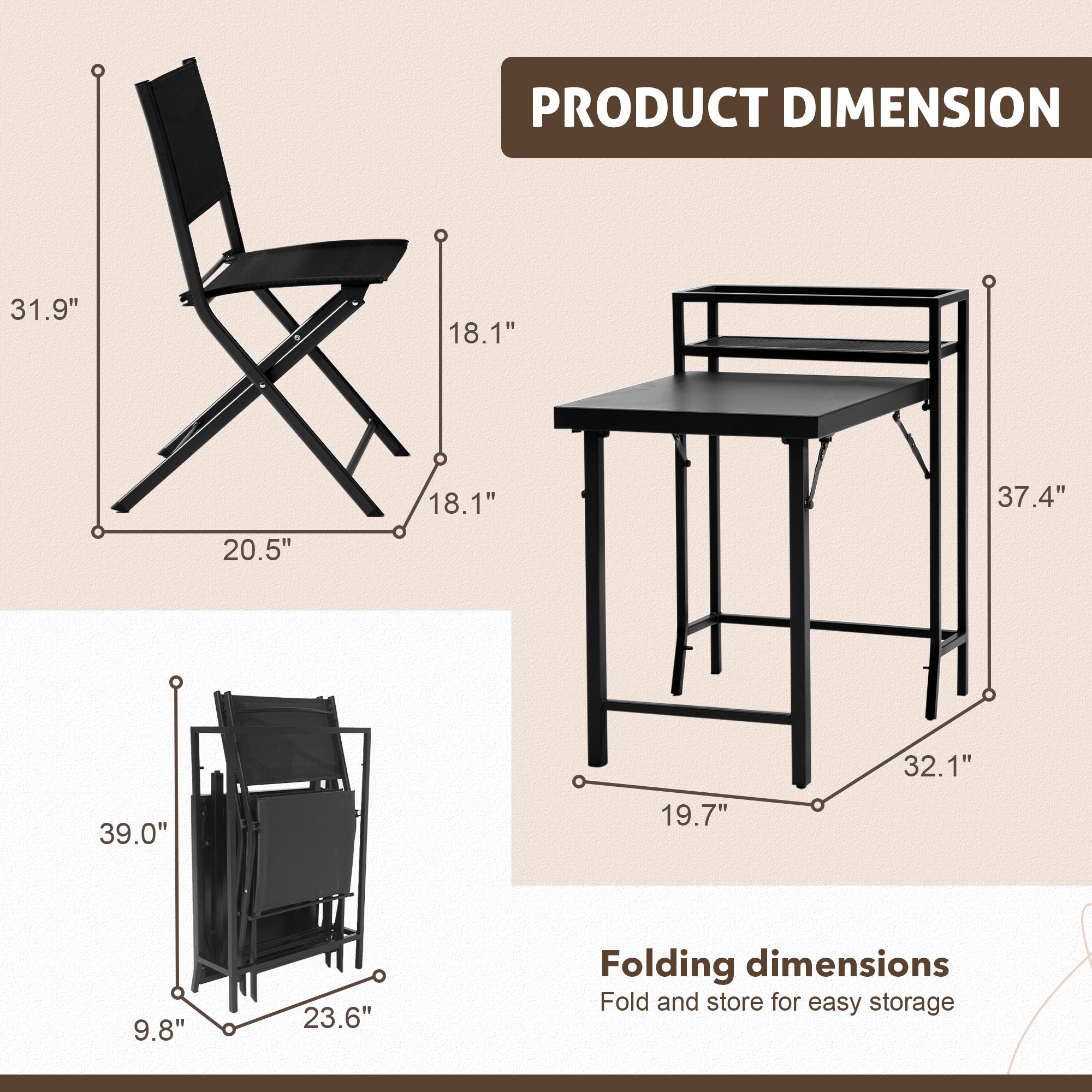 3-Piece Patio Bistro Set